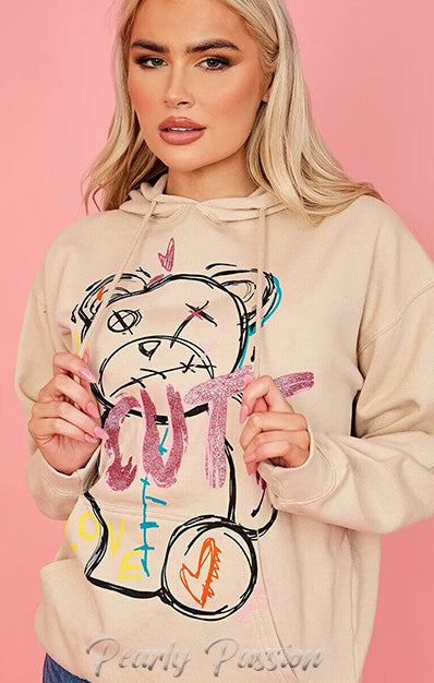 CUTE Print Hoodie Fleece Sweatshirt