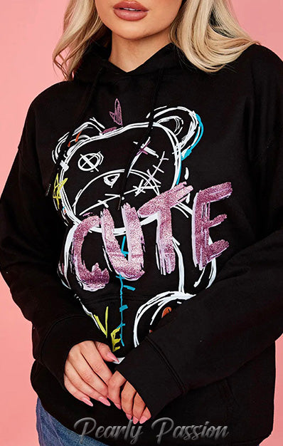 CUTE Print Hoodie Fleece Sweatshirt