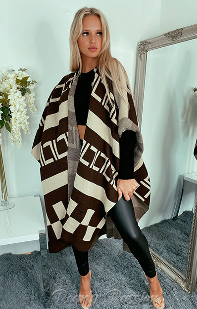 Knitted Poncho Long Cape Shawl