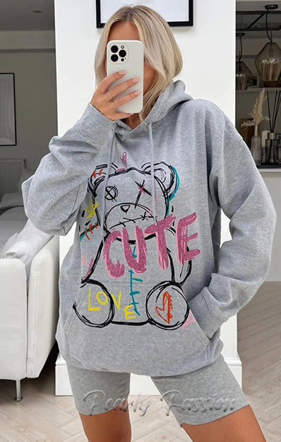 CUTE Print Hoodie Fleece Sweatshirt