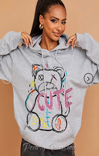 CUTE Print Hoodie Fleece Sweatshirt