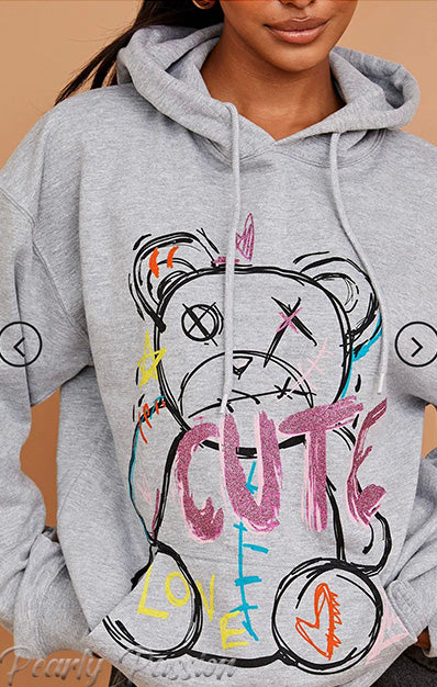 CUTE Print Hoodie Fleece Sweatshirt