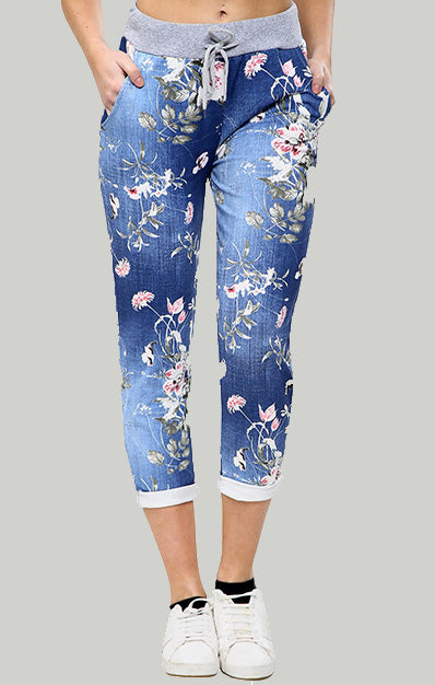 Plain & Floral Cotton Trousers