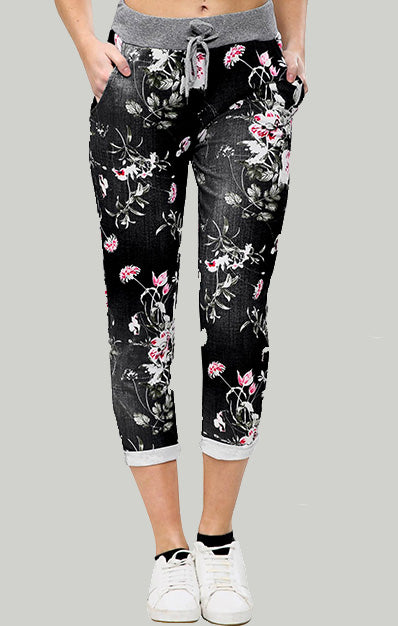 Plain & Floral Cotton Trousers