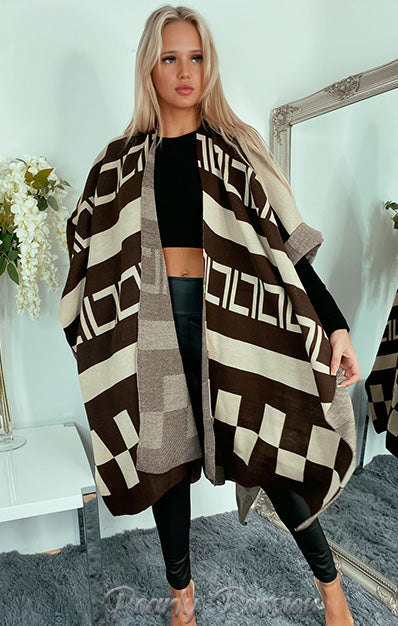 Knitted Poncho Long Cape Shawl