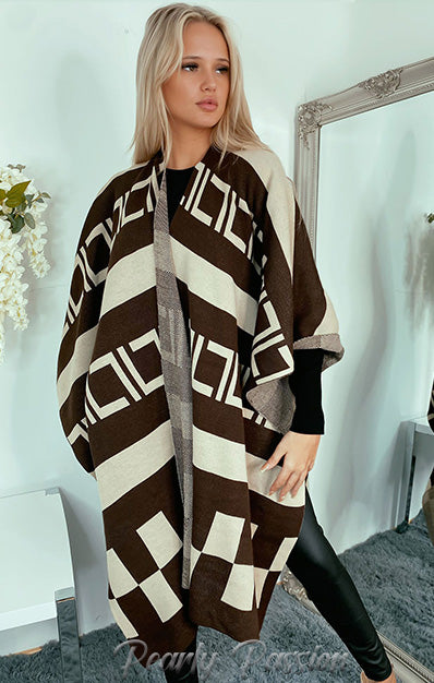 Knitted Poncho Long Cape Shawl