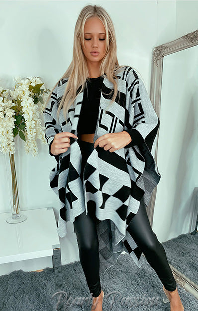 Knitted Poncho Long Cape Shawl