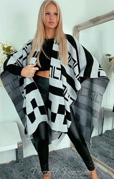 Knitted Poncho Long Cape Shawl