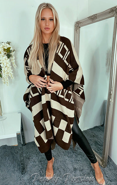 Knitted Poncho Long Cape Shawl