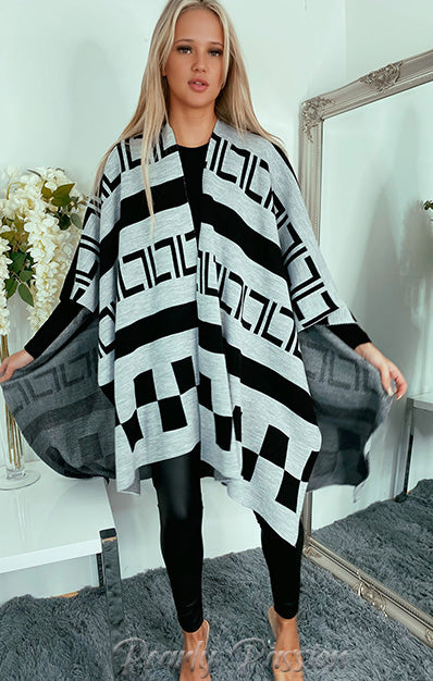 Knitted Poncho Long Cape Shawl