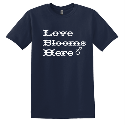 Valentine Day T-Shirt Love Blooms Here, Valentine Day Gift, Casual Summer Top for a Romantic Look