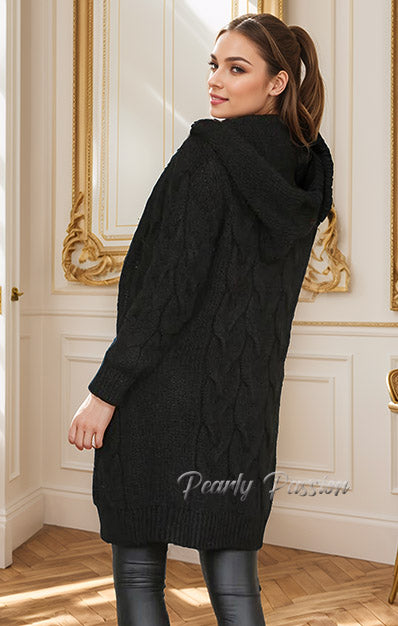 Cosy Warm Knit Cardigan Hooded Jumper