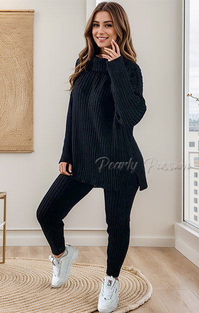 2 Pcs Set Chunky Knitted Winter Lounge Wear