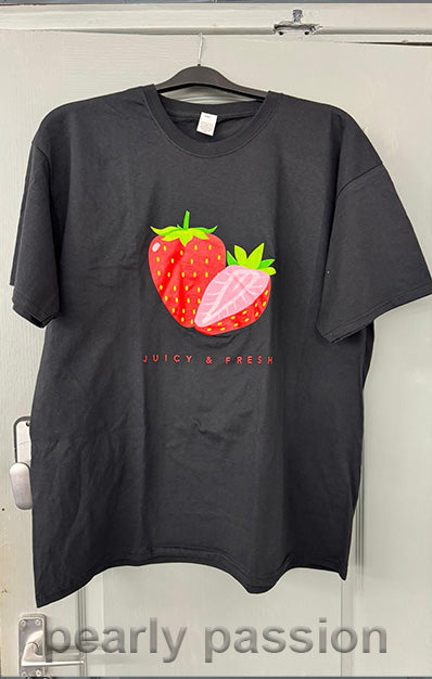 Strawberry Print T-Shirt Black