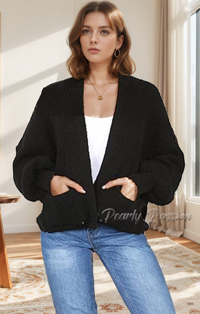 Ballon Sleeve Short Cardigan