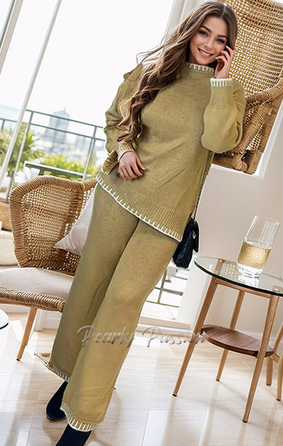 Cosy Knitted Wide Leg Palazzo Tracksuit Lounge Wear Set