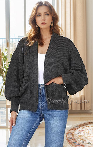 Ballon Sleeve Short Cardigan