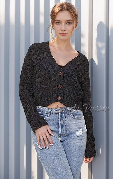 3 Button Crop Cardigan