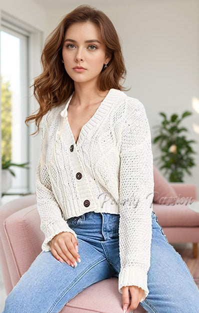 3 Button Crop Cardigan