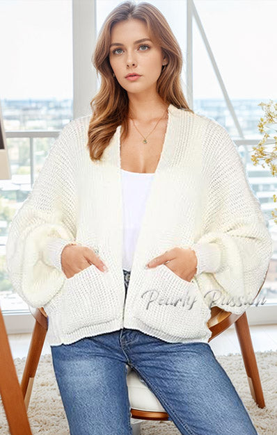 Ballon Sleeve Short Cardigan