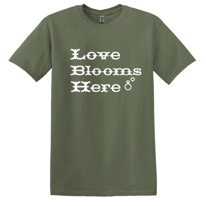 Valentine Day T-Shirt Love Blooms Here, Valentine Day Gift, Casual Summer Top for a Romantic Look