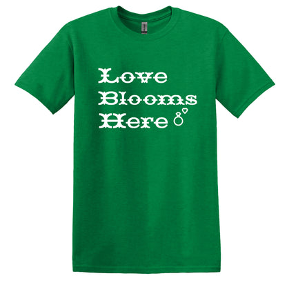 Valentine Day T-Shirt Love Blooms Here, Valentine Day Gift, Casual Summer Top for a Romantic Look