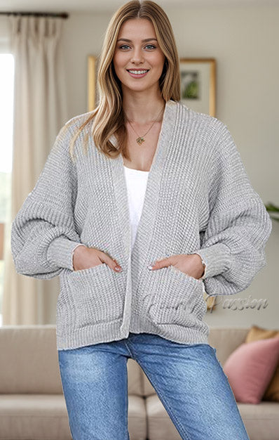 Ballon Sleeve Short Cardigan