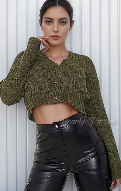 3 Button Crop Cardigan