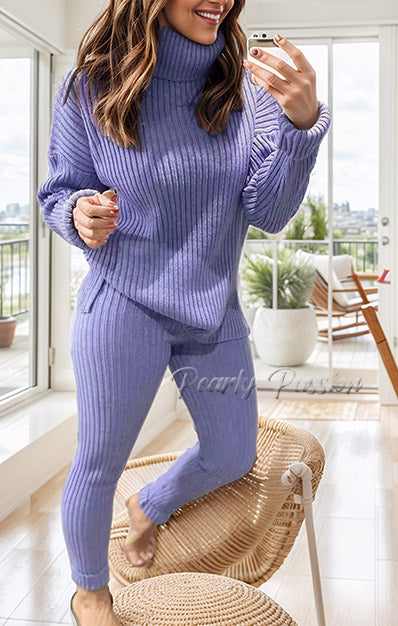 2 Pcs Set Chunky Knitted Winter Lounge Wear