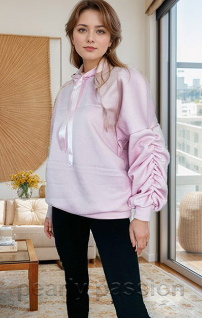 Fleece Lined Satin Ribbon Hoodie