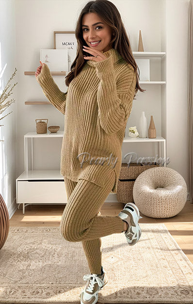 2 Pcs Set Chunky Knitted Winter Lounge Wear