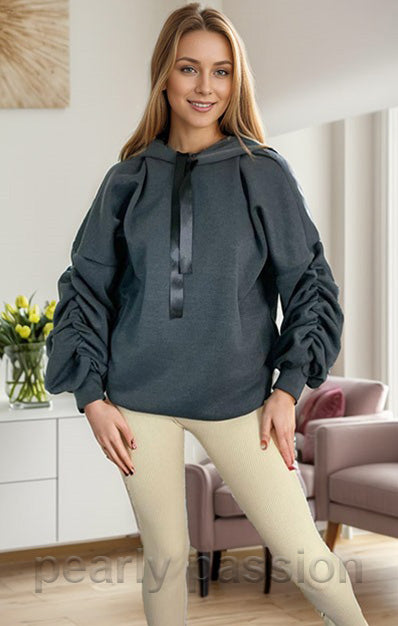 Fleece Lined Satin Ribbon Hoodie