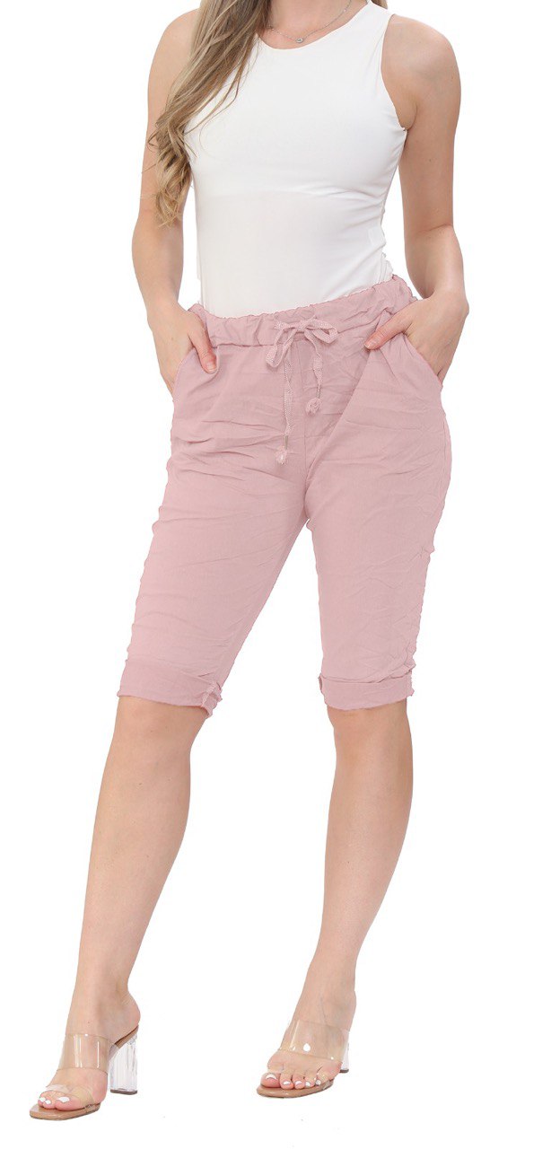 Womens Ladies Italian Plain Magic Causal Cotton Short Breathable Easy to Wear Shorts Plus Size (8-22)