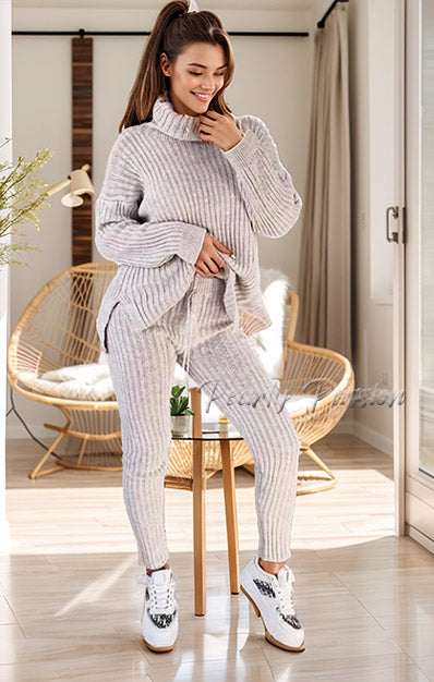 2 Pcs Set Chunky Knitted Winter Lounge Wear