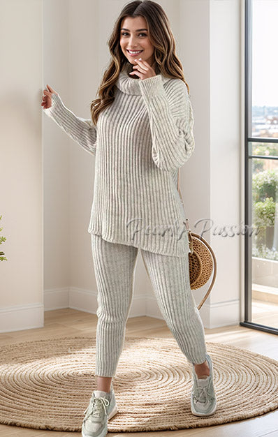 2 Pcs Set Chunky Knitted Winter Lounge Wear