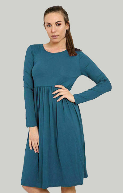 Frankie Ruched Gathered Swing Midi Dress Navy