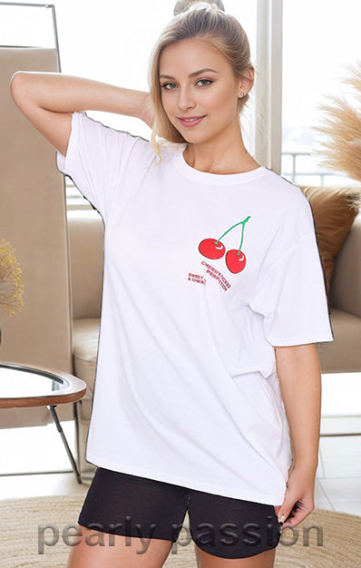 Cherry Perfection Print T-Shirt Black