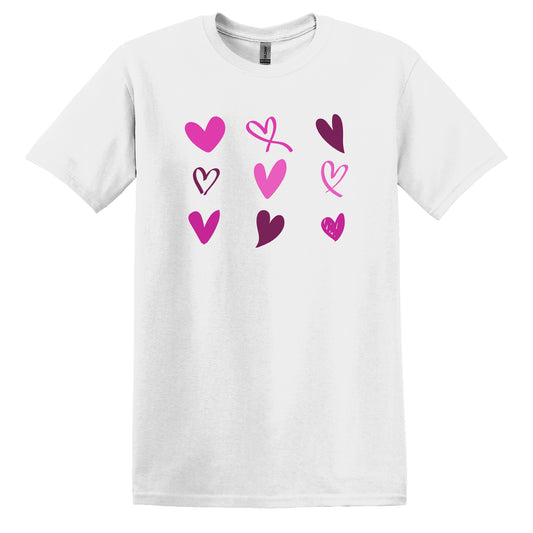 Valentine T Shirt Designs - Heart Designs - Lovejoy Tshirt Design Gift For Her - Slogan Tshirt For Women - 100% Cotton Casual Summer Top